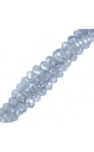 Faceted glass beads 3x2mm disc - Light lagoon blue-pearl shine coating